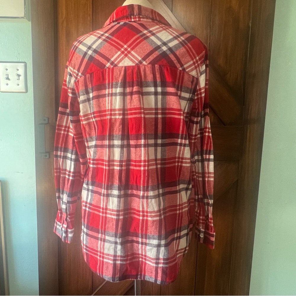 Gap Red Blue Flannel Button Up Long Sleeve Women's M Shirt - Picture 6 of 7